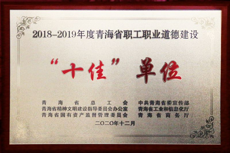 2018-2019年度青海省職工職業(yè)道德建設(shè)&ldquo;十佳&rdquo;單位